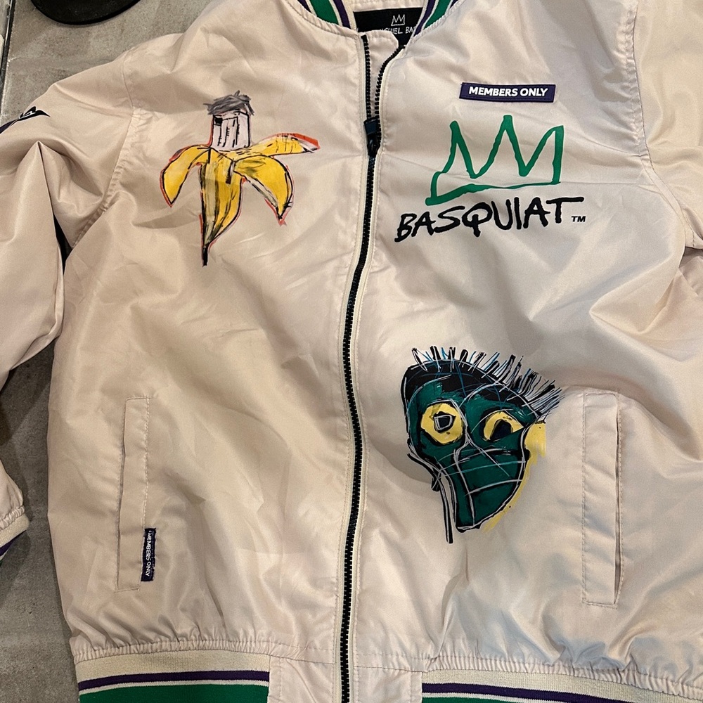 Members Only Basquiat Kids Jacket - Cream with Artistic Designs